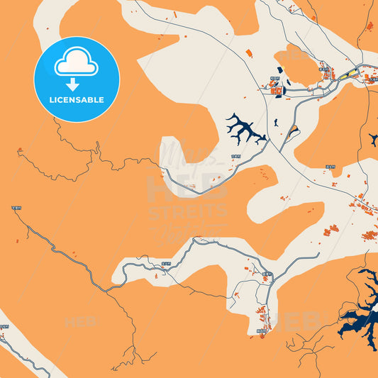 Colorful Zhangzhou Street Map with Labels and Buildings