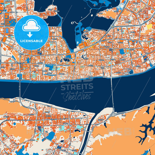 Colorful Zhaoqing Street Map with Labels and Buildings
