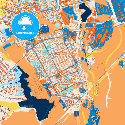 Colorful Zheleznogorsk Street Map with Labels and Buildings