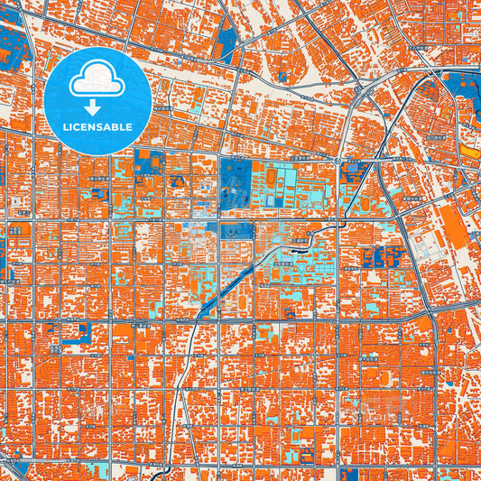 Colorful Zhengzhou Street Map with Labels and Buildings
