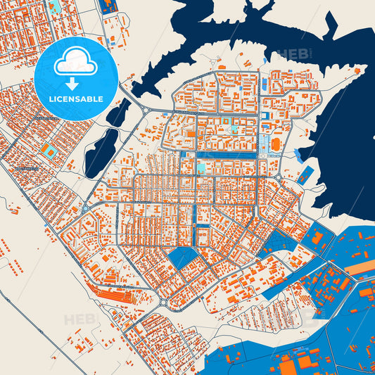 Colorful Zhezkazgan Street Map with Labels and Buildings