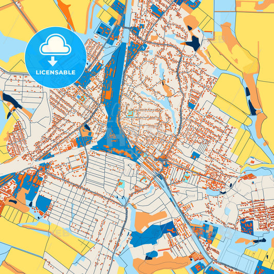 Colorful Zhmerynka Street Map with Labels and Buildings