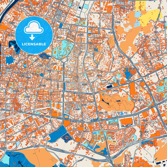 Colorful Zhongshan Street Map with Labels and Buildings