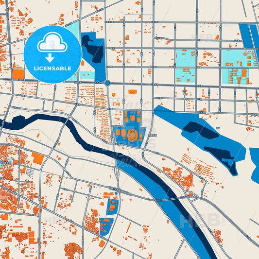 Colorful Zhoukou Street Map with Labels and Buildings
