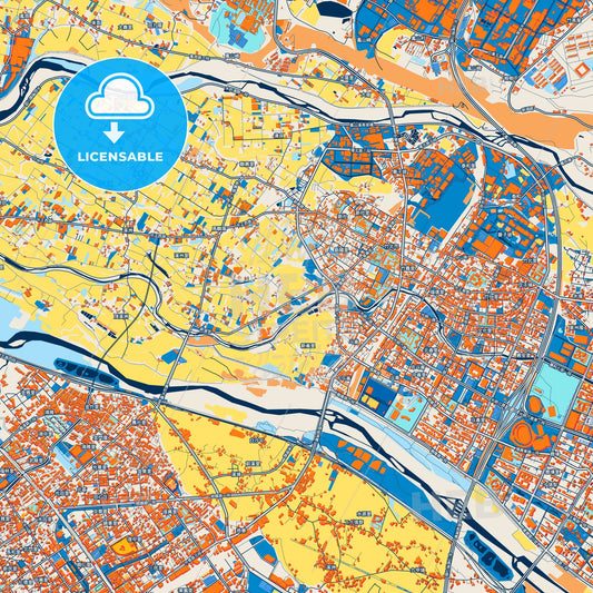 Colorful Zhubei Street Map with Labels and Buildings