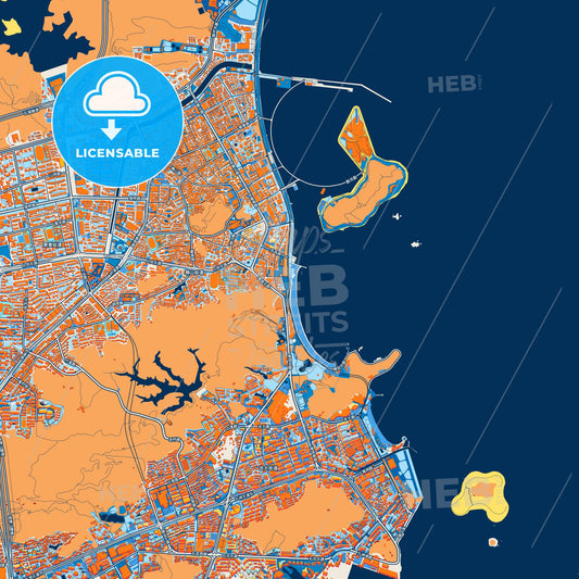 Colorful Zhuhai Street Map with Labels and Buildings