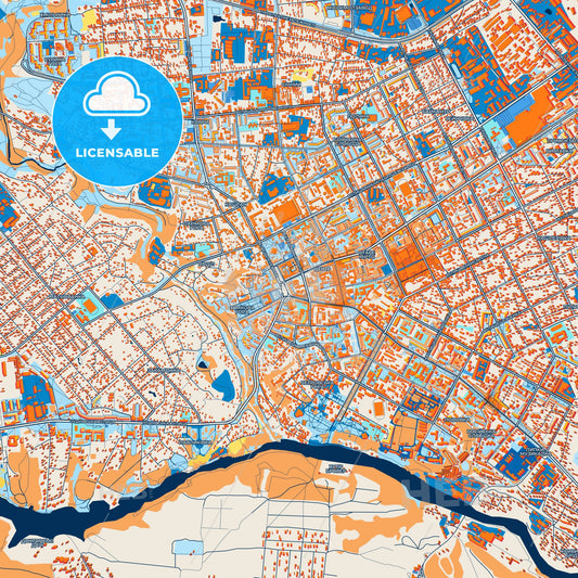 Colorful Zhytomyr Street Map with Labels and Buildings