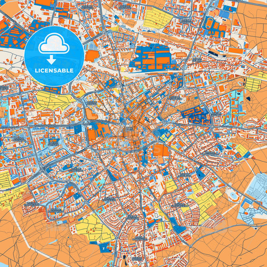 Colorful Zielona Góra Street Map with Labels and Buildings