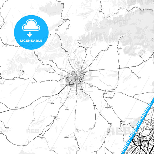 Zile, Turkey light map with streetnames, citynames and districts