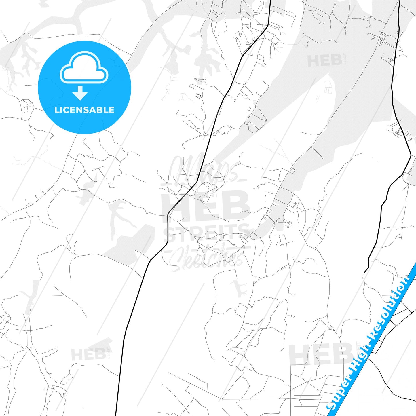 Zliten, Libya Light Map with Street Names, City Names, and Districts