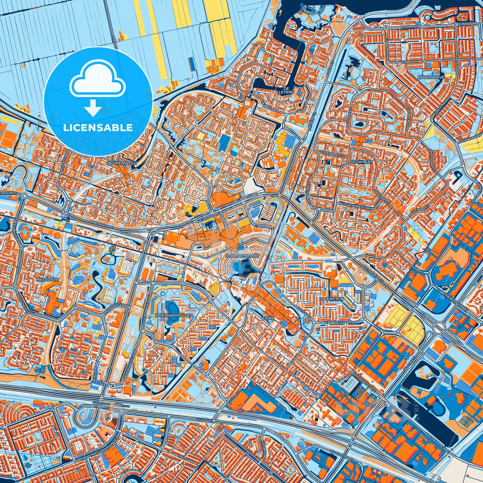 Colorful Zoetermeer Street Map with Labels and Buildings