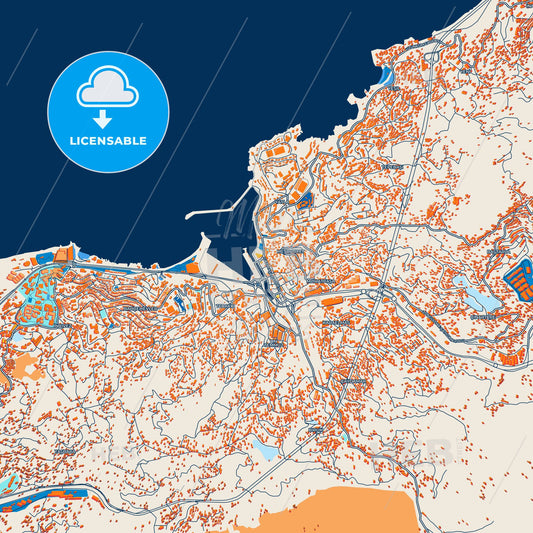 Colorful Zonguldak Street Map with Labels and Buildings