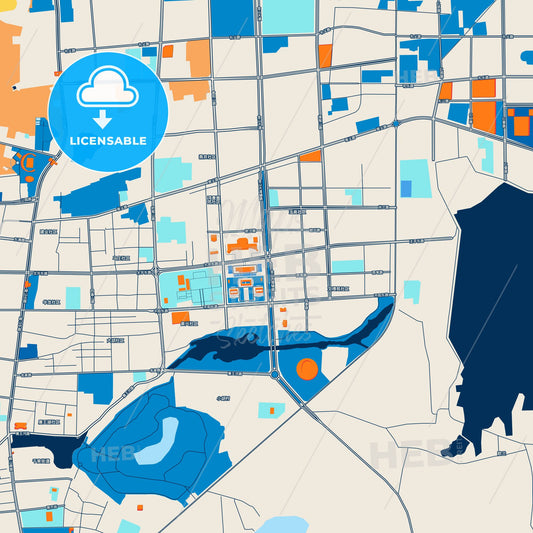 Colorful Zoucheng Street Map with Labels and Buildings