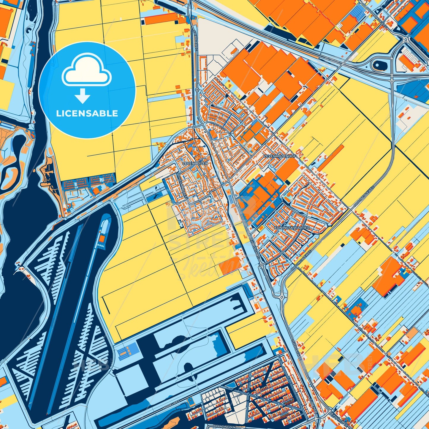 Colorful Zuidplas Street Map with Labels and Buildings
