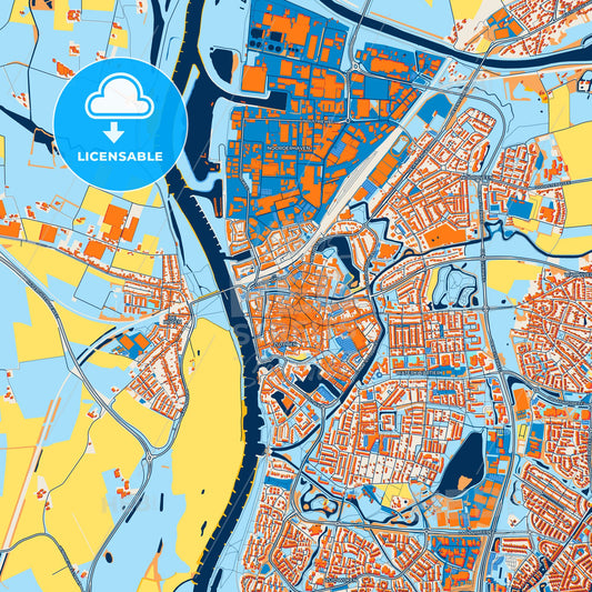 Colorful Zutphen Street Map with Labels and Buildings