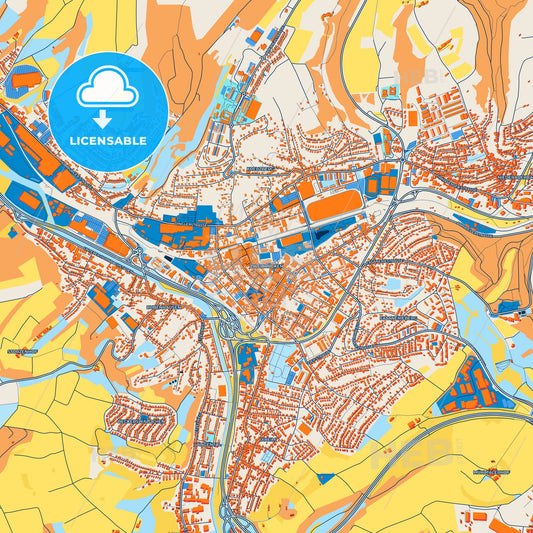 Colorful Zweibrucken Street Map with Labels and Buildings