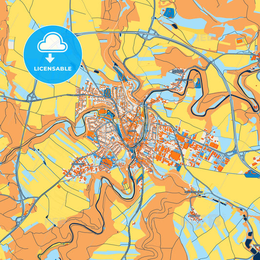 Colorful Zwettl Street Map with Labels and Buildings