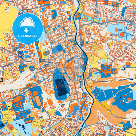 Colorful Zwickau Street Map with Labels and Buildings