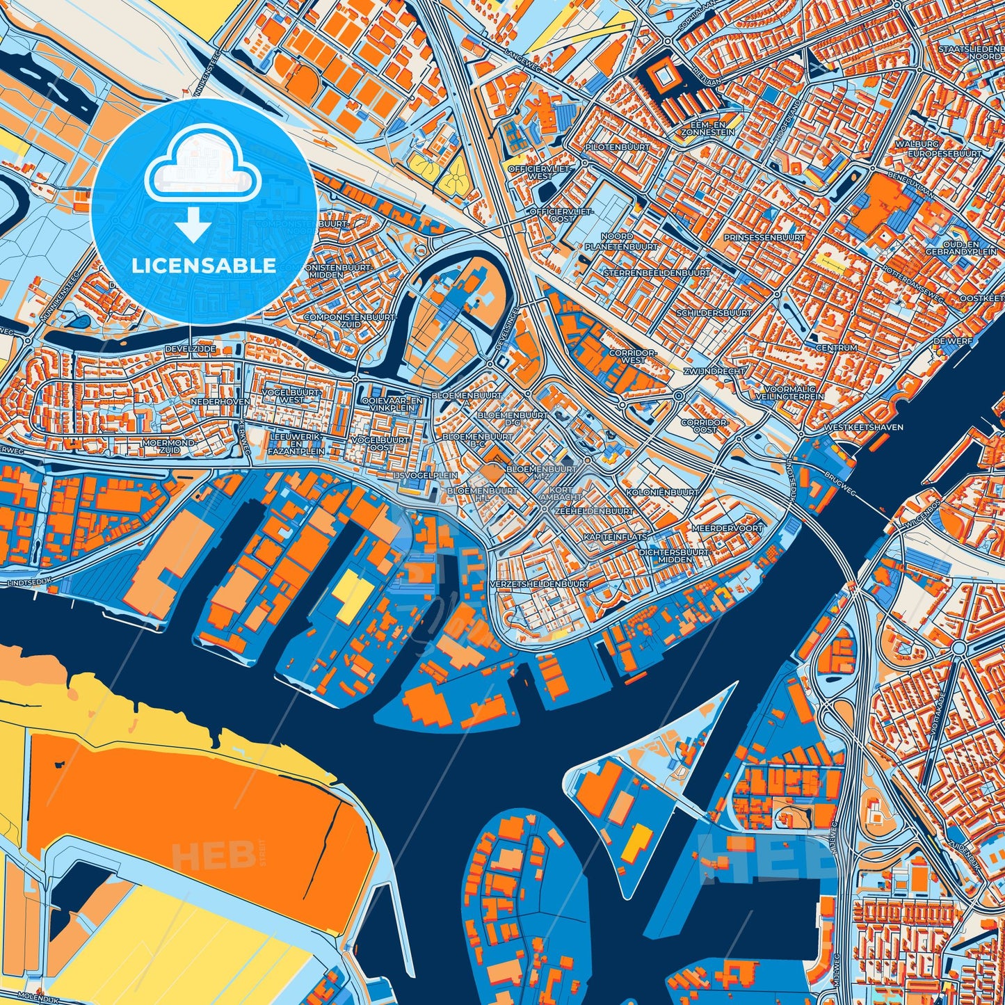 Colorful Zwijndrecht Street Map with Labels and Buildings