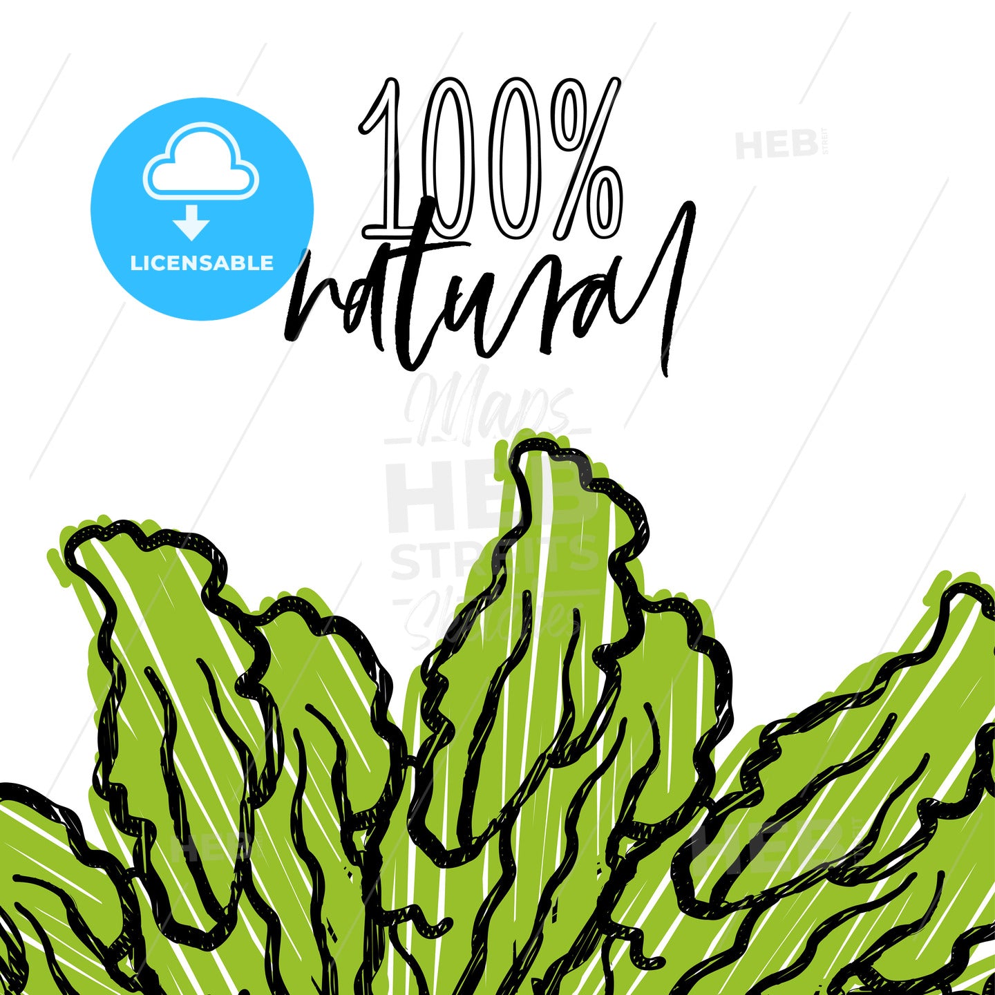 100% natural lettering and Lettuce advertising template – instant download