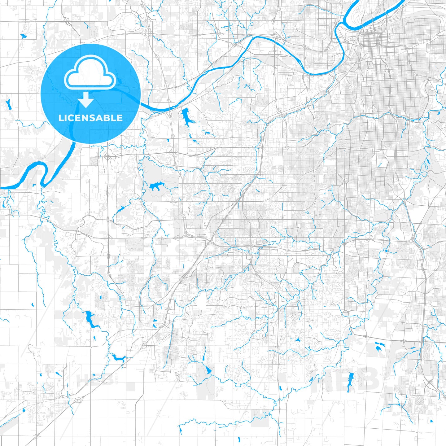 Rich detailed vector map of Lenexa, Kansas, United States of America ...