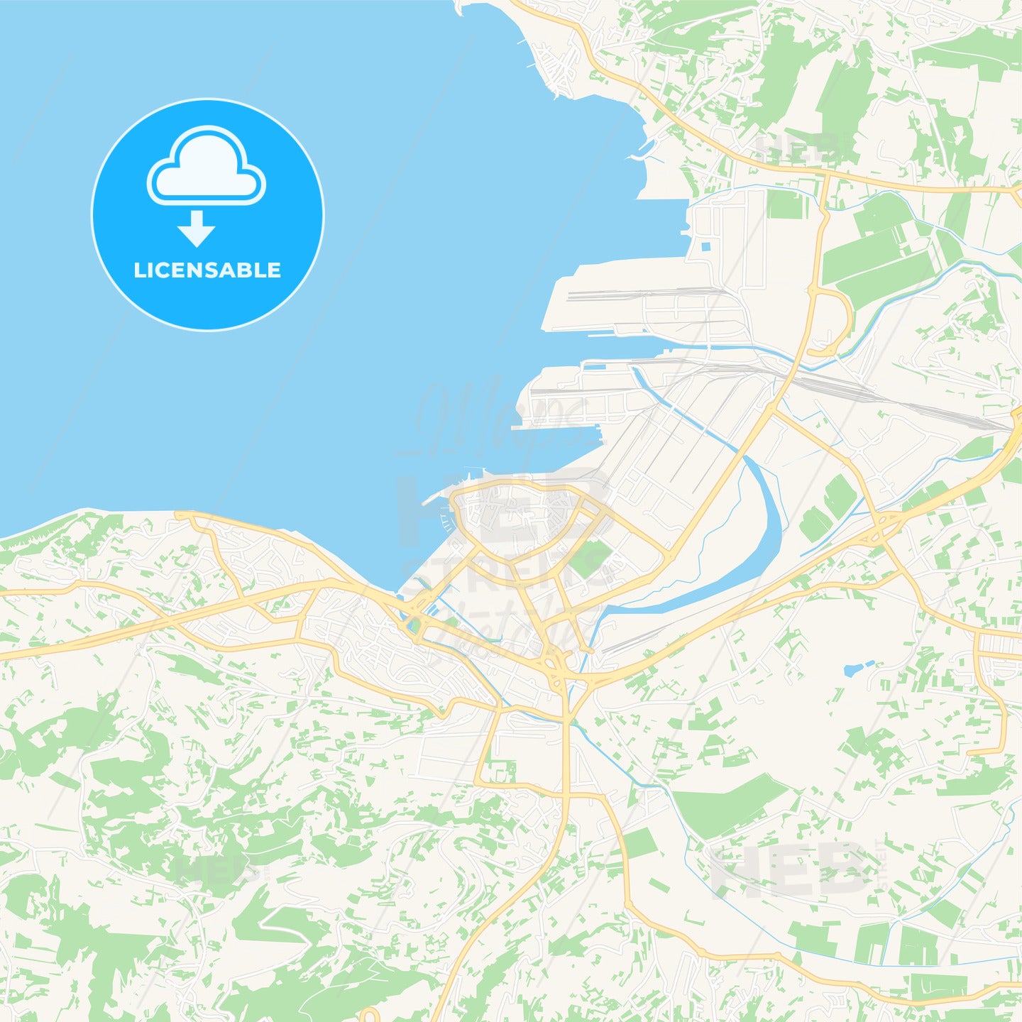 Koper, Slovenia Vector Map - Classic Colors