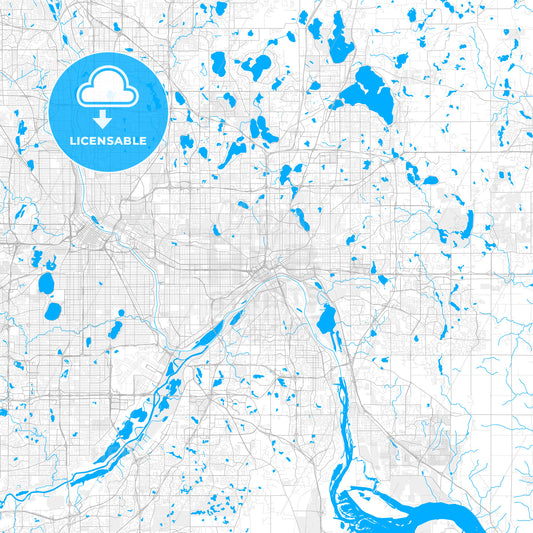 Rich detailed vector map of Saint Paul, Minnesota, U.S.A.