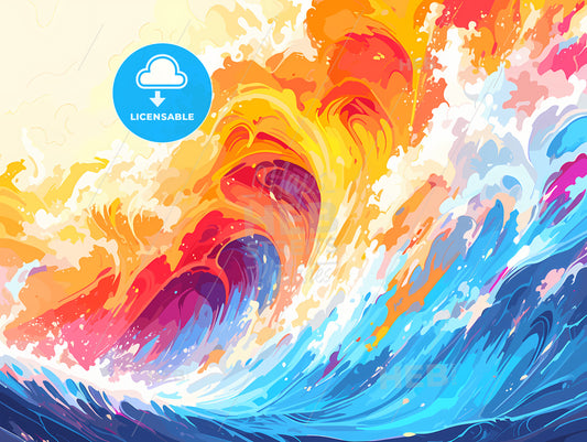 Colorful Wave With White And Orange Waves