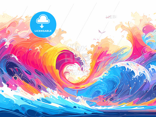 Colorful Waves In The Ocean