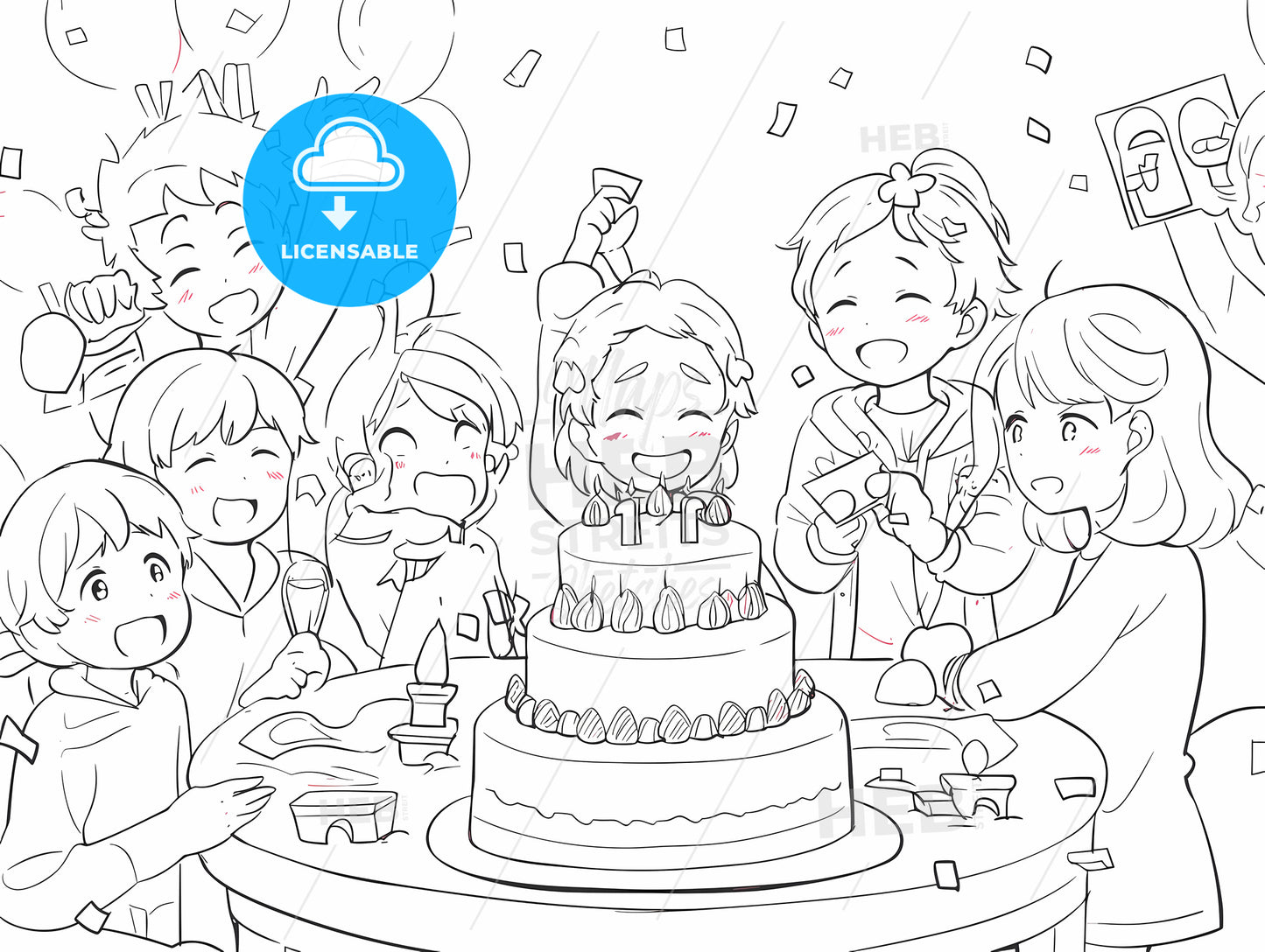 Group Of Kids Around A Cake