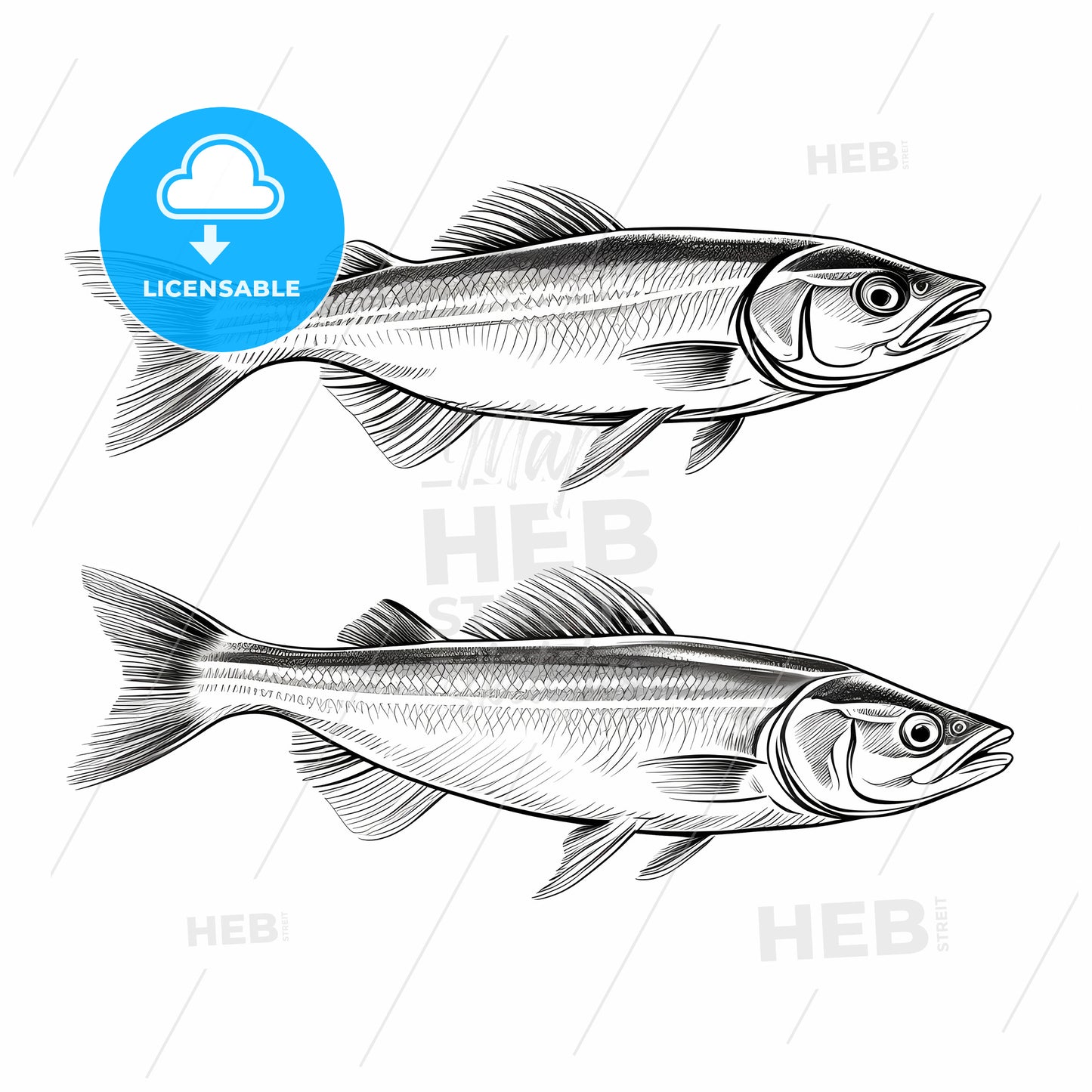 Couple Of Fish Drawn In Black And White