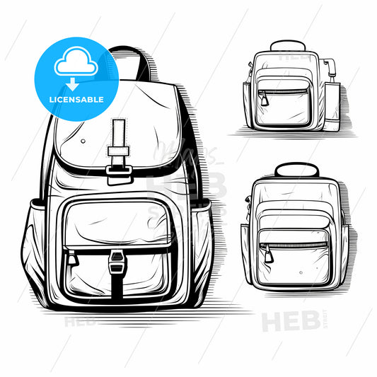 Black And White Drawing Of A Backpack