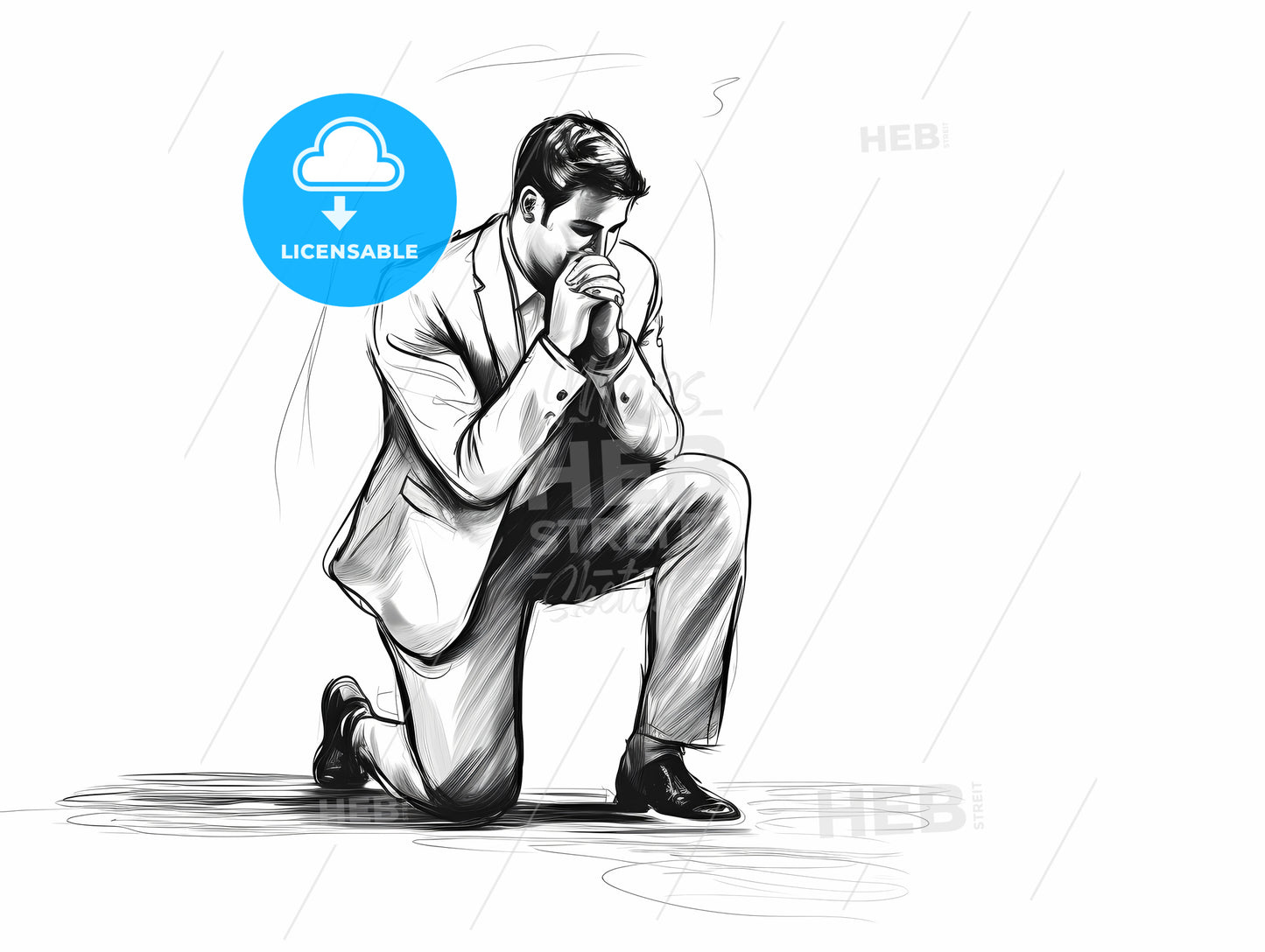 Man Kneeling On His Knees