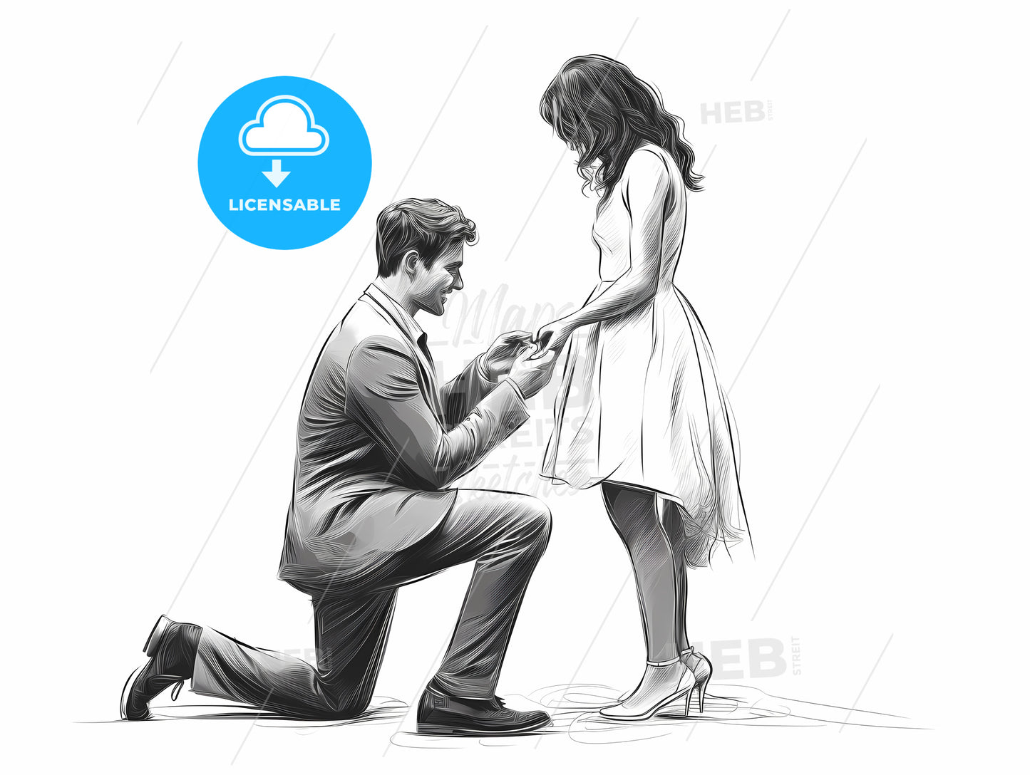 Man Kneeling On His Knee And Holding A Ring To A Womans Hand