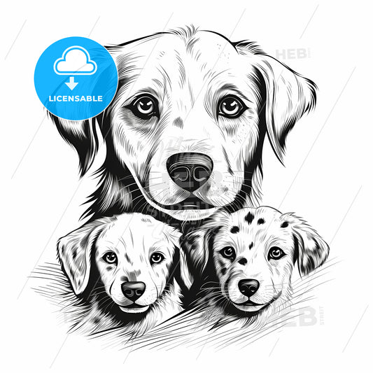 Dog And Puppies Drawing