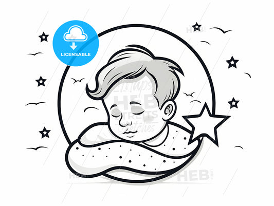 Black And White Drawing Of A Baby Sleeping