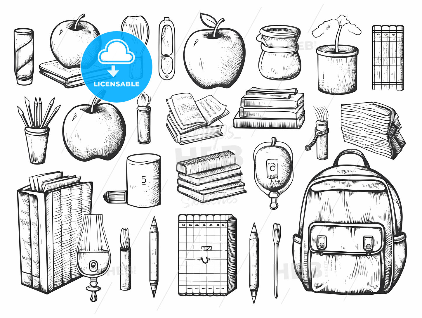 Black And White Drawing Of Various Objects