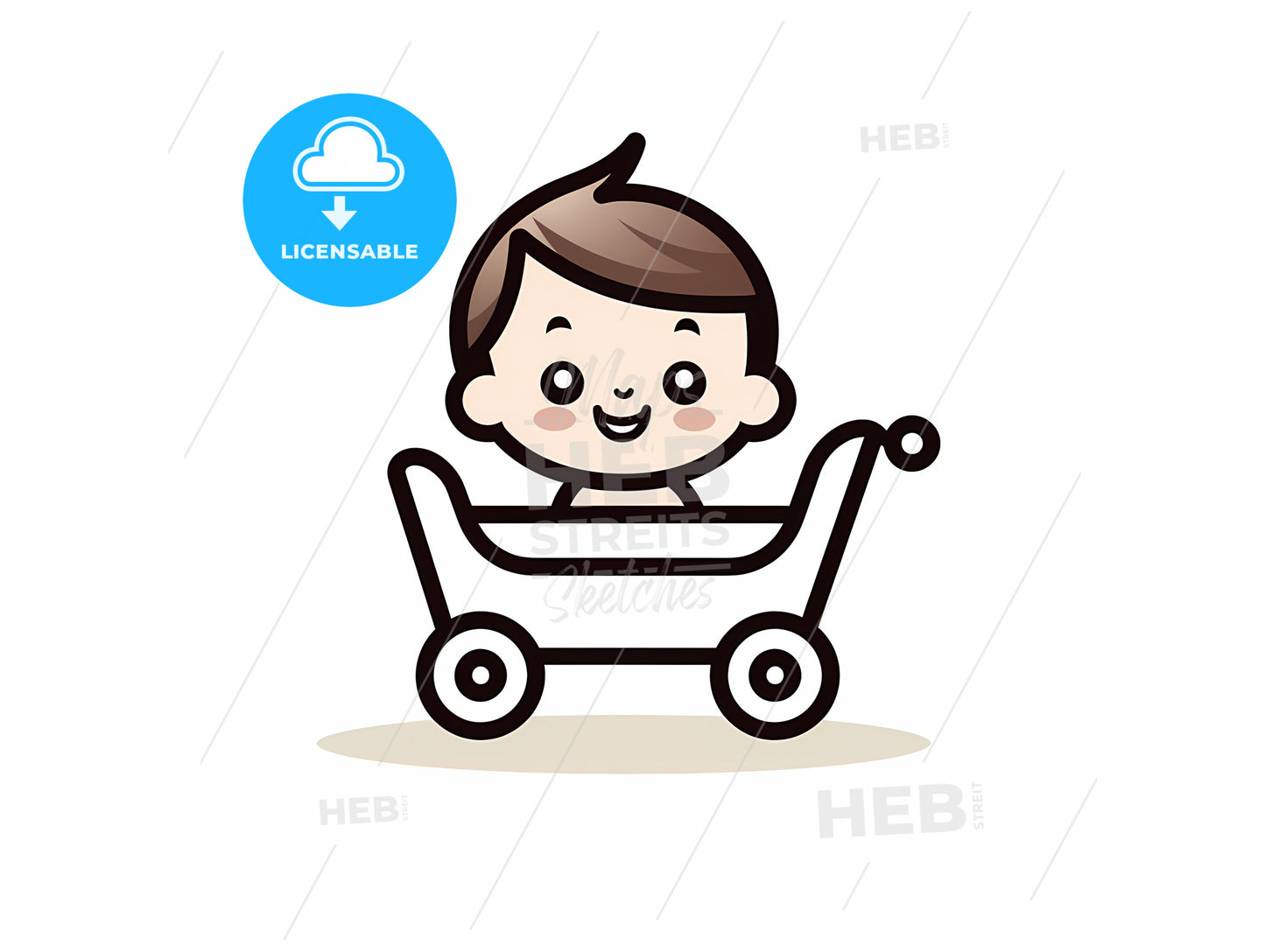 Cartoon Of A Baby In A Cart
