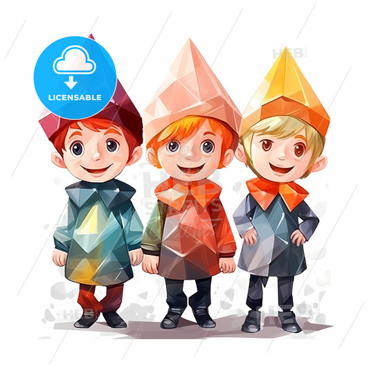 Group Of Cartoon Characters Wearing Colorful Hats