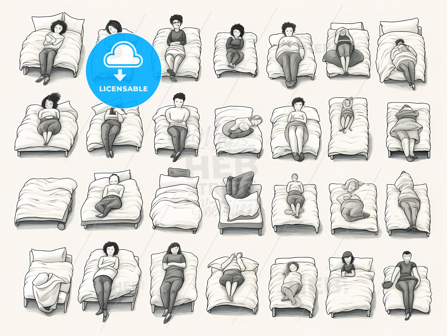Collage Of Different Poses Of A Woman Lying On A Bed