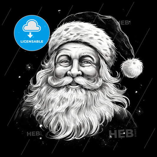 Black And White Drawing Of A Santa Claus
