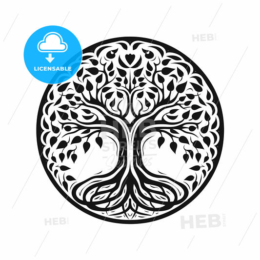 Black And White Circular Design With Leaves