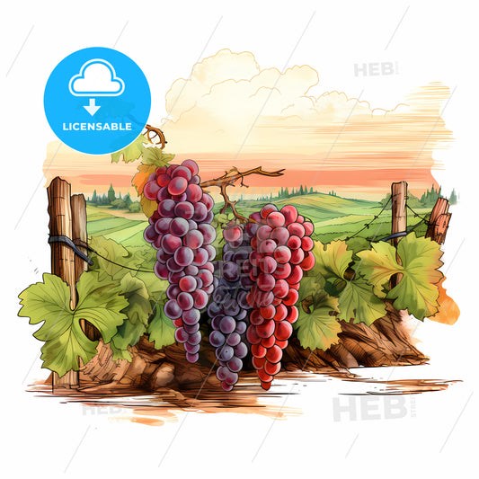 Painting Of Grapes On A Vine
