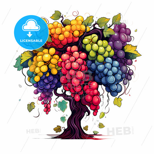 Colorful Tree With Many Grapes