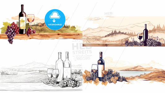 Collage Of Images Of Wine Bottles And Grapes
