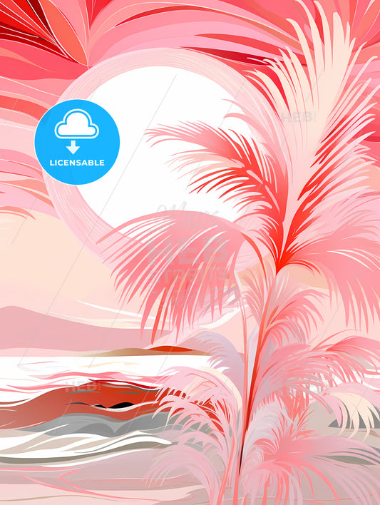 Pink And White Palm Tree