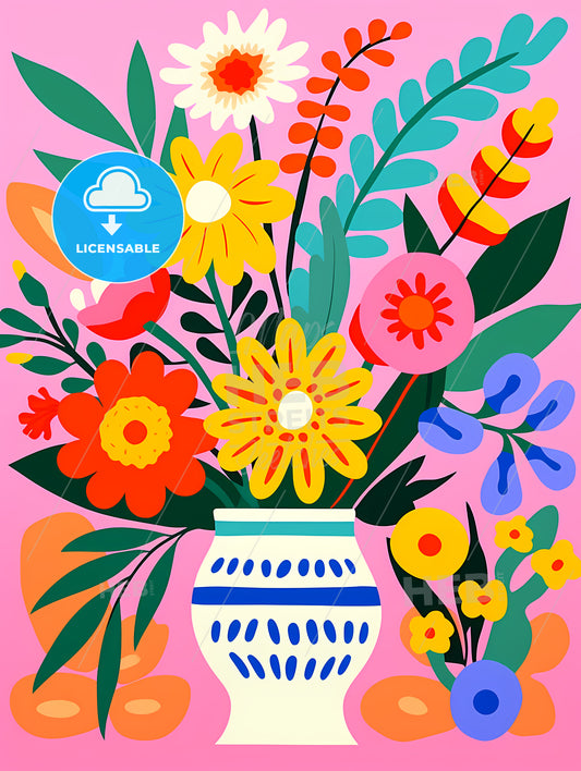 Colorful Vase With Flowers