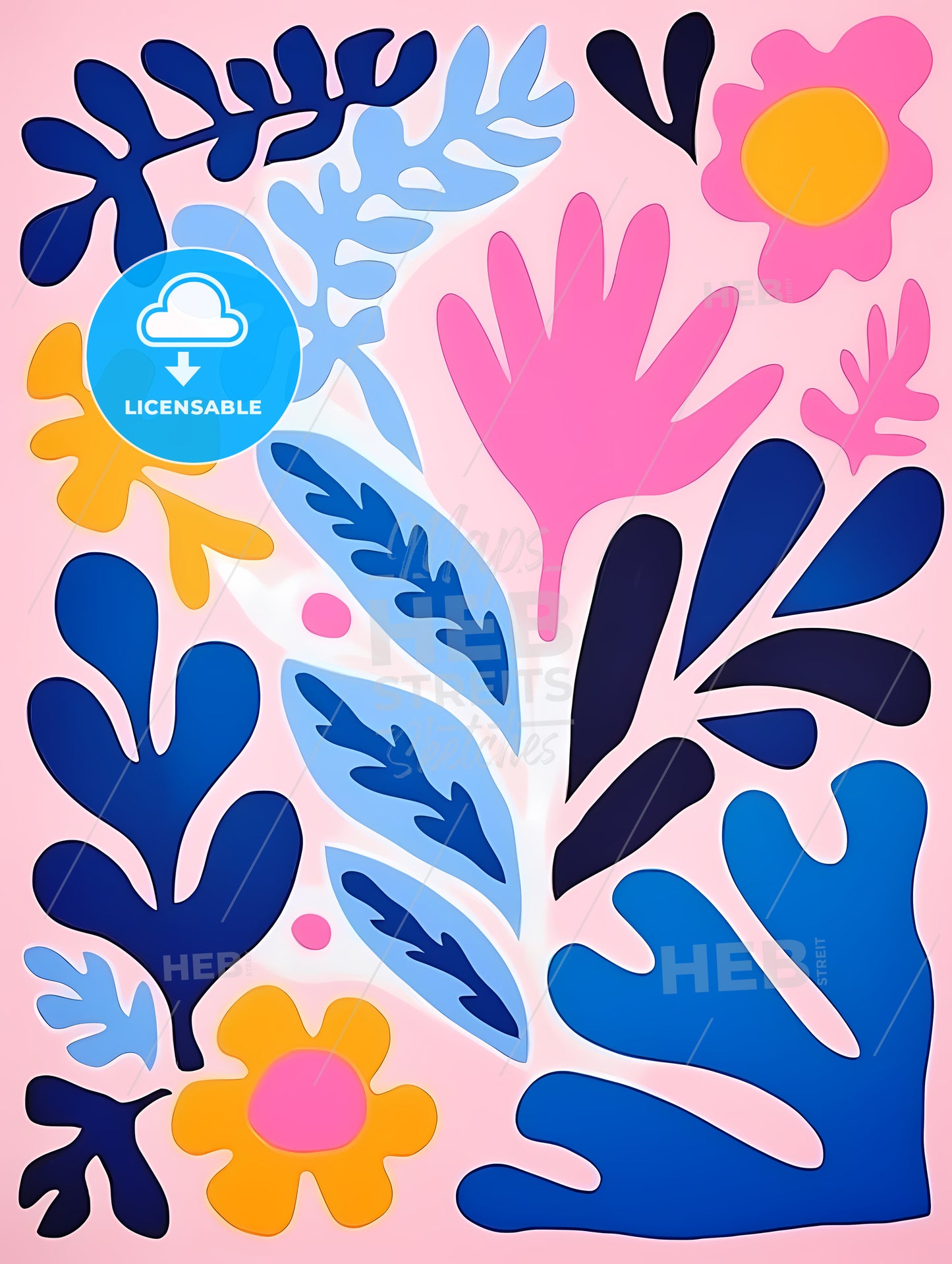 Colorful Floral Design On A Pink Background