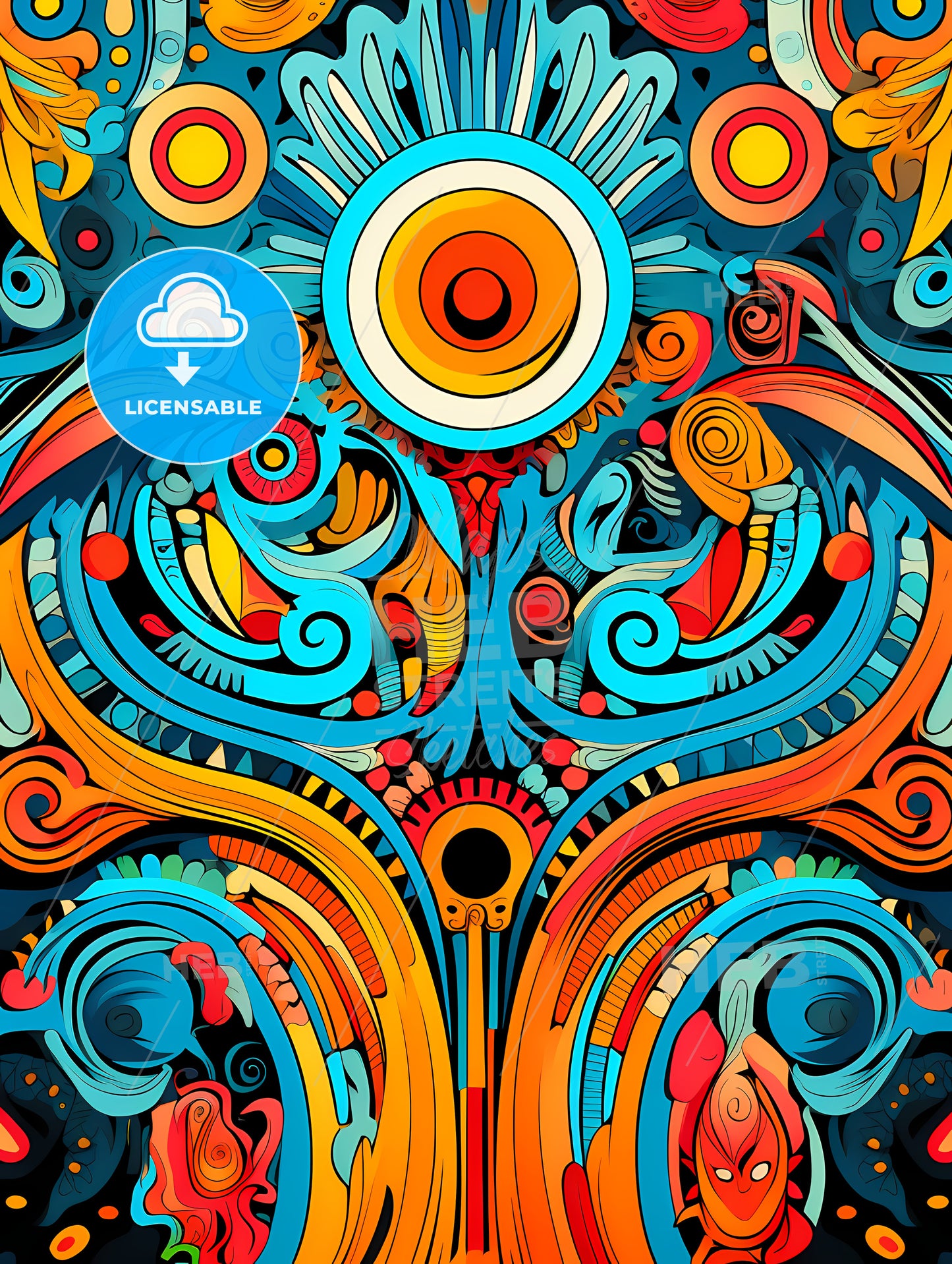 Colorful Art With Swirls And Circles