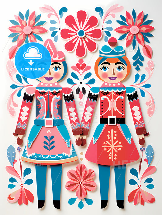 Paper Cut Out Of A Couple Of Dolls